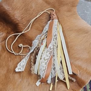 Handmade Tassel Necklace Leather & Lace